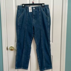 NWT!  J Crew Elastic-waist seamed straight jean in signature stretch+